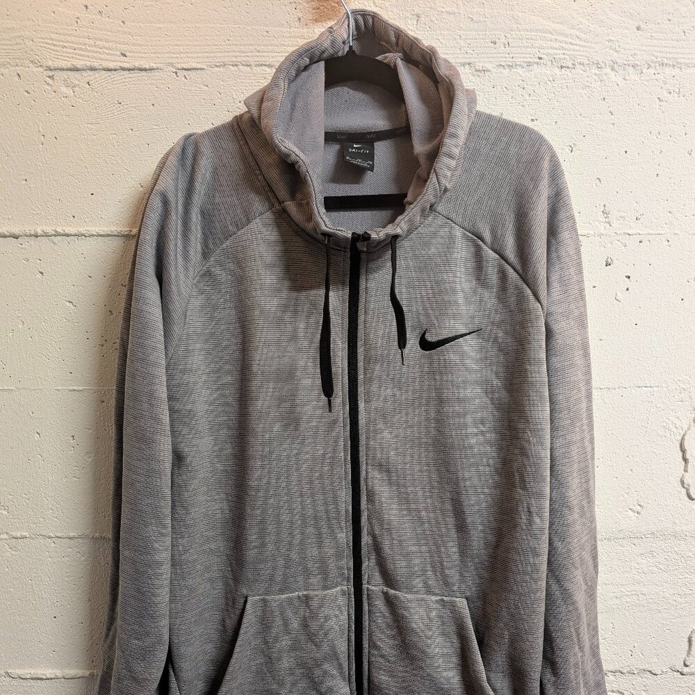 Nike Mens Dri-Fit Grey Textured Trainer Hooded Zip Jacket - Size XXL